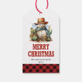 Bewerkbare Yuletide Yeehaw Western Kersttag Cadeaulabel (Achterkant)