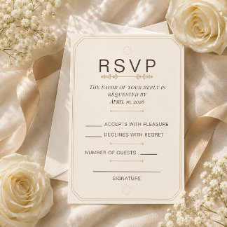 Bewerkbare zachte ivoor elegantie RSVP kaart