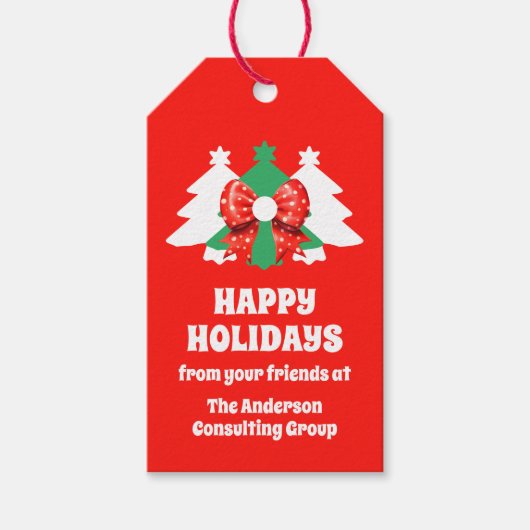 Bewerkbare zakelijke Logo Prettige feestdagen Cadeaulabel (Voorkant)