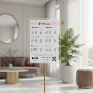 Bewerkbare Zakelijke Prijslijst Sjabloon Spa, Na Reclamebord Met Voetstuk