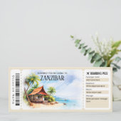 Bewerkbare Zanzibar Tanzania vliegtuig instapkaart Kaart (Staand voorkant)