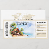 Bewerkbare Zanzibar Tanzania vliegtuig instapkaart Kaart (Voorkant / Achterkant)