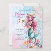 Bewerkbare zeemeermin onder de Zee verjaardagsuitn Kaart (Voorkant)