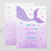 Bewerkbare zeemeermin uitnodiging (Voorkant / Achterkant)