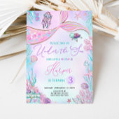 Bewerkbare zeemeermin verjaardagsuitnodiging onder kaart