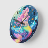 Bewerkbare zeemeermin wandklok - Magische Ocean Vi (Hoek)