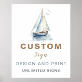 Bewerkbare zeilboot Nautical Custom Sign - Blauw Poster (Voorkant)