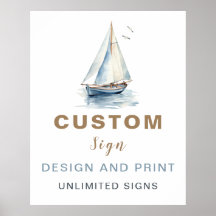 Bewerkbare zeilboot Nautical Custom Sign - Blauw