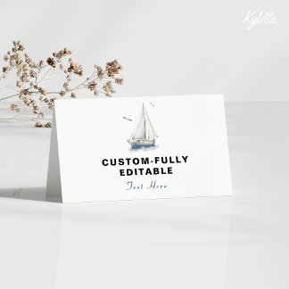 Bewerkbare zeilboot nautische gevouwen voedseltent kaart