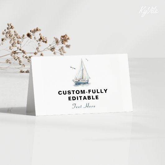 Bewerkbare zeilboot nautische gevouwen voedseltent kaart