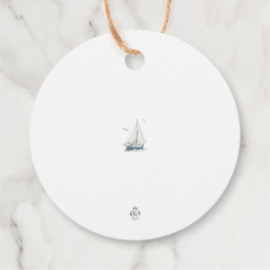 Bewerkbare zeilboot nautische gunst/ dank u Label (Achterkant)