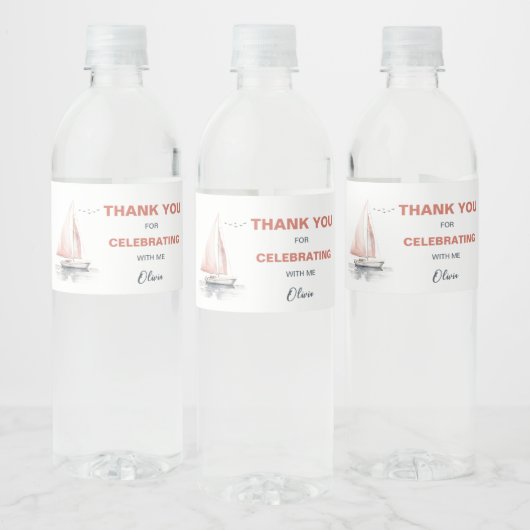 Bewerkbare zeilboot Verjaardag Waterfles Label Etiket (Flessen)