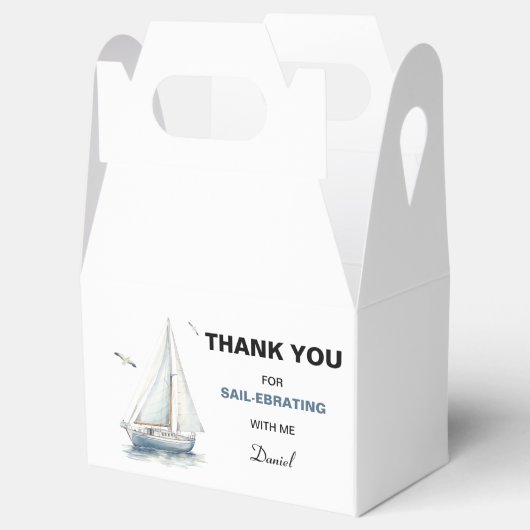 Bewerkbare zeilboot verjaardagsgevel doos / gunst bedankdoosjes (Geopend)