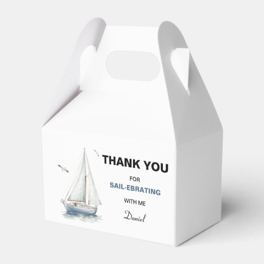 Bewerkbare zeilboot verjaardagsgevel doos / gunst bedankdoosjes (Voorkant Zijde)