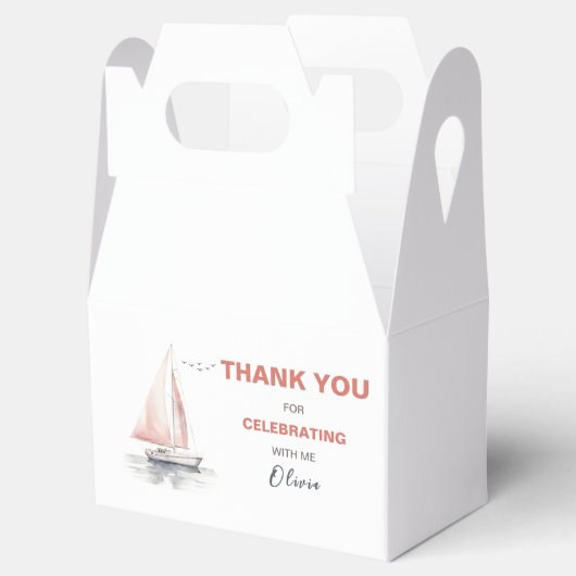 Bewerkbare zeilboot verjaardagsgevel doos / gunst  bedankdoosjes (Geopend)
