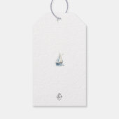Bewerkbare zeilboot verjaardagsgunst tag - Blauw Cadeaulabel (Achterkant)