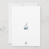 Bewerkbare zeilboot verjaardagsuitnodiging - Blauw Kaart (Achterkant)