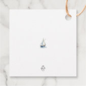 Bewerkbare zeilboot vierkant dank u Label - Blauw (Achterkant)