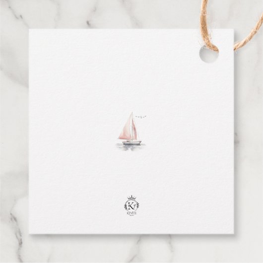 Bewerkbare zeilboot vierkante gunst/dank u Label-r Bedankjes Labels (Achterkant)