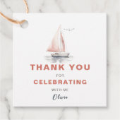 Bewerkbare zeilboot vierkante gunst/dank u Label-r Bedankjes Labels (Voorkant)