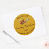 Bewerkbare zelfgemaakte aardbeienrabarberjam ronde sticker (Envelop)
