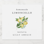 Bewerkbare zelfgemaakte Limoncello Likeurfles Etiket (Enkel label)