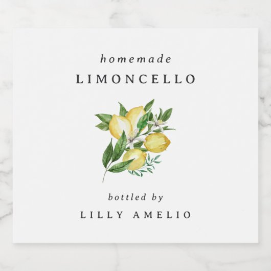 Bewerkbare zelfgemaakte Limoncello Likeurfles Etiket (Enkel label)