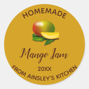 Bewerkbare zelfgemaakte mangojam ronde sticker