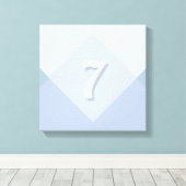 Bewerkbare Zeven op Abstract Zilverblauw Ontwerp Canvas Afdruk (Insitu (Houten vloer))