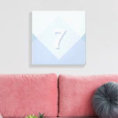 Bewerkbare Zeven op Abstract Zilverblauw Ontwerp Canvas Afdruk (Insitu (Woonkamer))