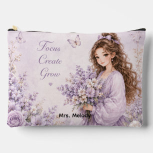 Bewerkbare Zijde Garden Paarse Bloem Make-uptas Etui