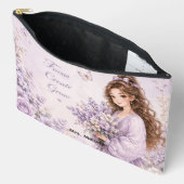 Bewerkbare Zijde Garden Paarse Bloem Make-uptas Etui (Open)