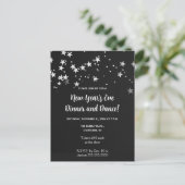 Bewerkbare zilveren sterren nieuwjaar uitnodiging briefkaart (Staand voorkant)