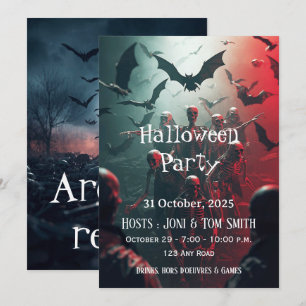 Bewerkbare Zombie Halloween-feestuitnodiging Spoo Kaart