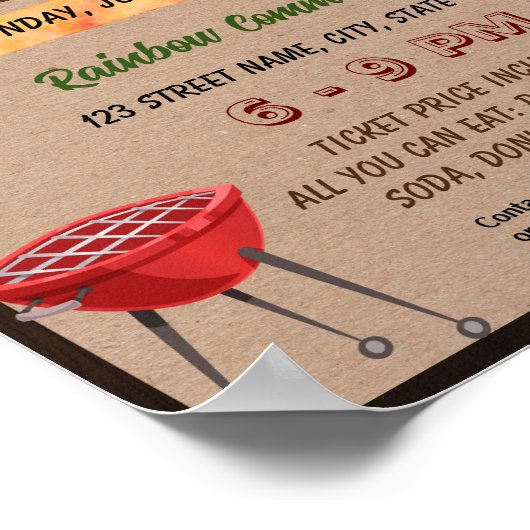 Bewerkbare Zomer bbq potluck flyer Poster (Hoek)