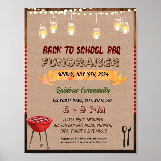 Bewerkbare Zomer bbq potluck flyer Poster (Voorkant)