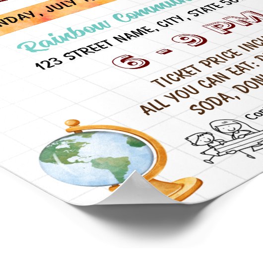 Bewerkbare zomer bijles school flyer poster (Hoek)