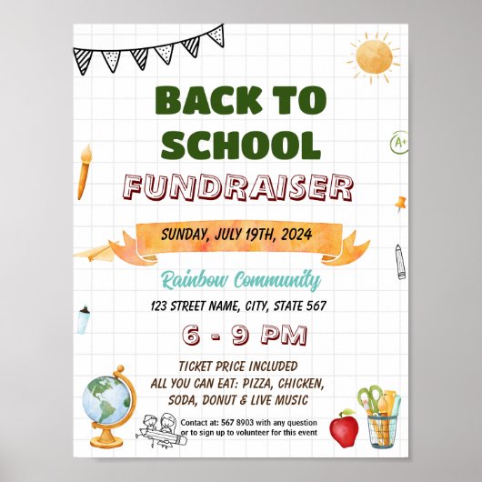 Bewerkbare zomer bijles school flyer poster (Voorkant)