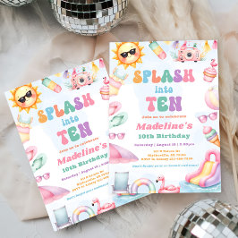 Bewerkbare Zomer Splash Into Ten Verjaardagsfeestj Kaart