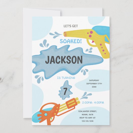 Bewerkbare Zomer Splash Party Uitnodigen Kaart (Voorkant)