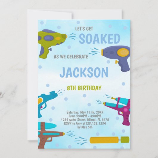 Bewerkbare Zomer Splash Party Uitnodigen Kaart (Voorkant)