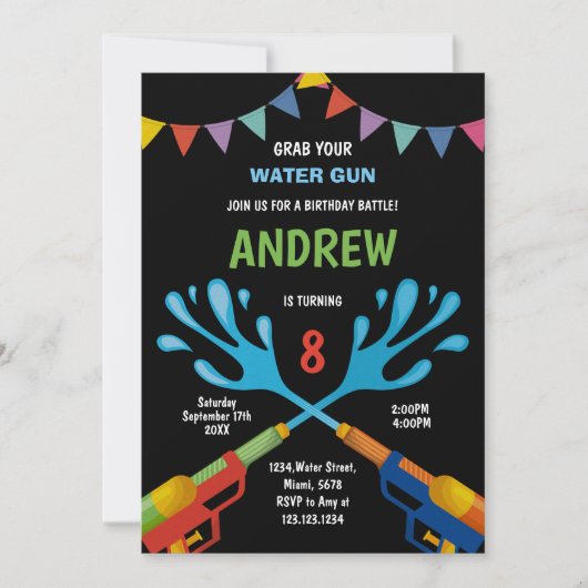 Bewerkbare Zomer Splash Party Uitnodigen Kaart (Voorkant)