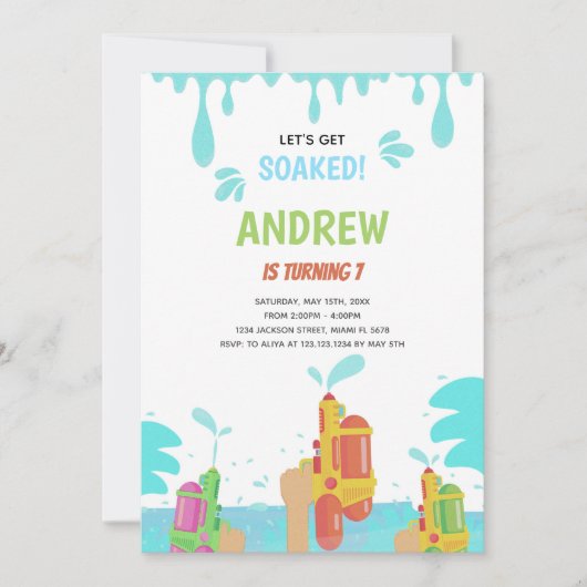 Bewerkbare Zomer Splash Party Uitnodigen Kaart (Voorkant)