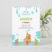 Bewerkbare Zomer Splash Party Uitnodigen Kaart (Staand voorkant)