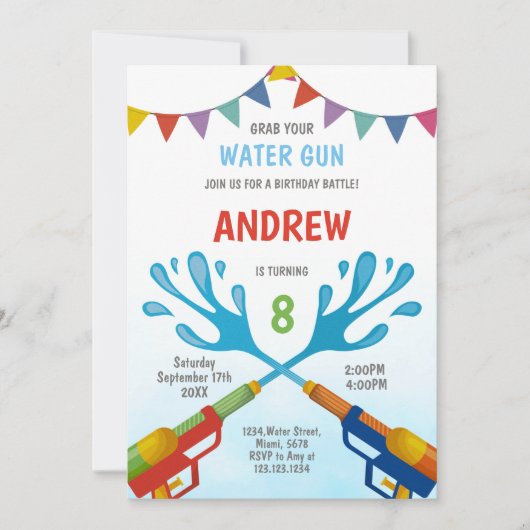 Bewerkbare Zomer Splash Party Uitnodigen Kaart (Voorkant)