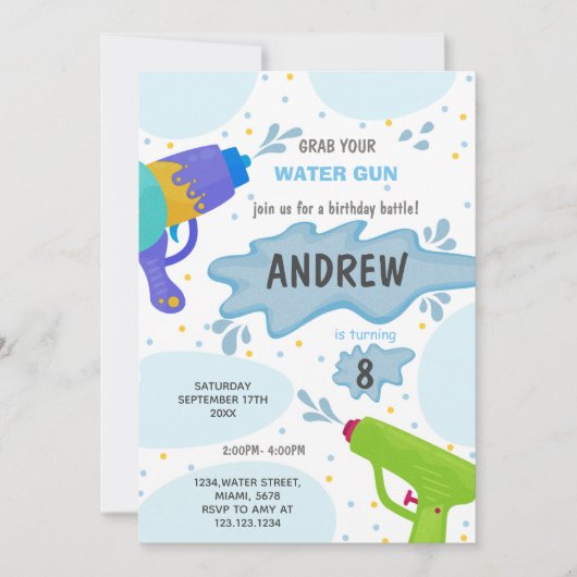 Bewerkbare Zomer Splash Party Uitnodigen Kaart (Voorkant)