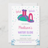 Bewerkbare Zomer Splash Party Uitnodigen voor Meis Kaart (Voorkant)