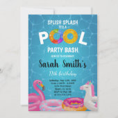 Bewerkbare Zomer Splash Party Uitnodiging voor Kin (Voorkant)