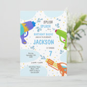 Bewerkbare Zomer Splash Party Uitnodiging voor Kin (Staand voorkant)