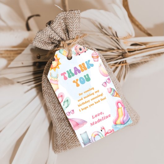 Bewerkbare Zomer Splish Splash Verjaardag Bedankt Cadeaulabel